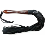 Rouge Leather Wooden Handle Flogger Black
