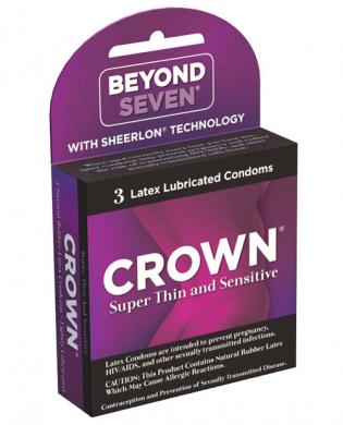 7623-03 Crown Latex Condoms 3 Pack - Image 1