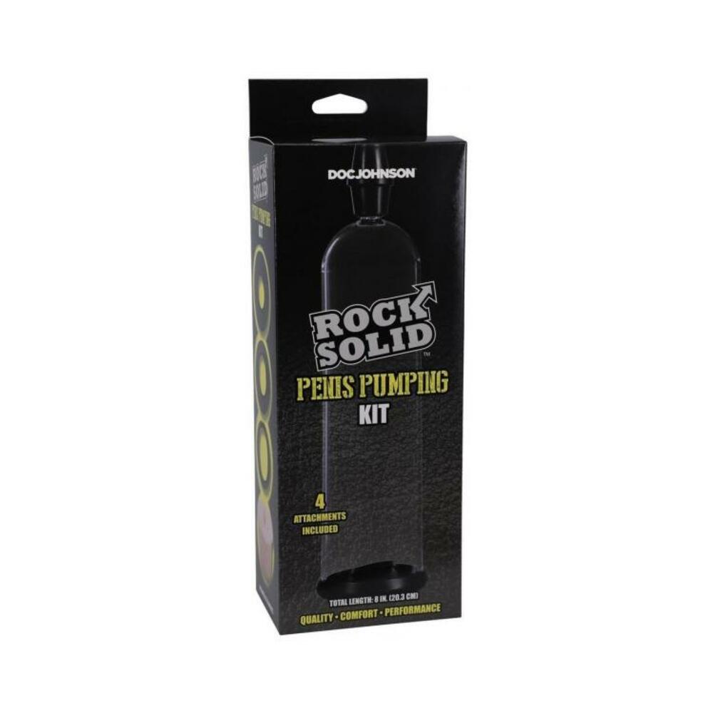 782421086459_1 Rock Solid Penis Pumping Kit With 4 Attachments Black/clear - Image 1
