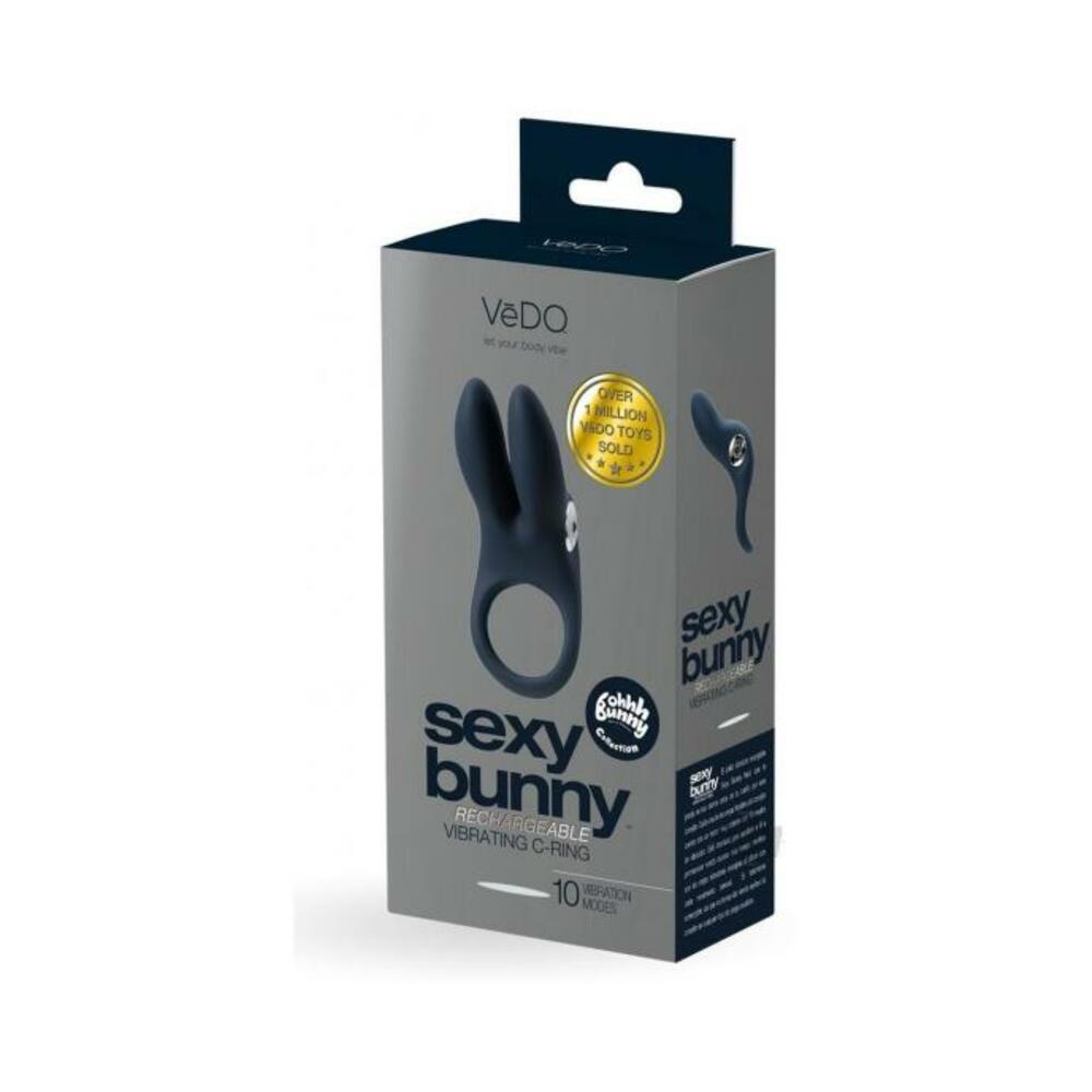 792816281468_1 Vedo Sexy Bunny Rechargeable Ring - Just Black - Image 1