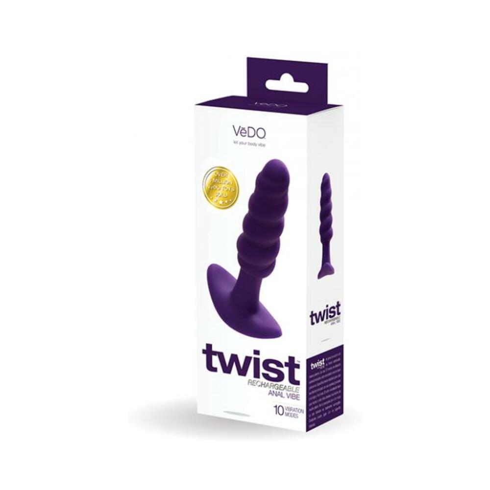 792816281659_1 Vedo Twist Rechargeable Anal Plug - Purple - Image 1