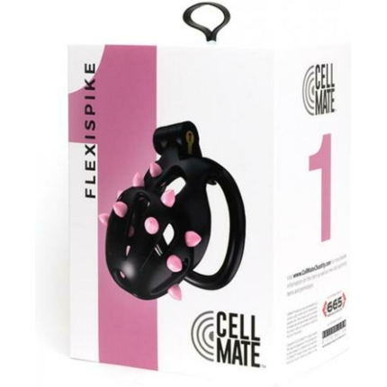 Sport Fucker Cellmate Flexispike Chastity Cage - Size 1 Black/pink