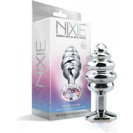 Nixie Ribbed Metal Butt Plug Honey Dipper Medium
