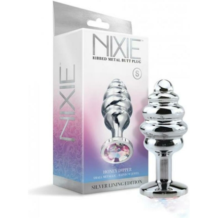 Nixie Ribbed Metal Butt Plug Honey Dipper Small