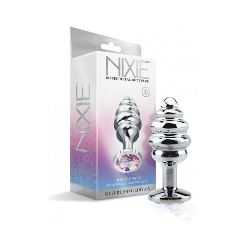 810126930040_1 Nixie Ribbed Metal Butt Plug Honey Dipper Small - Image 1