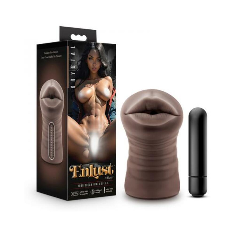 810138370070_1 Enlust Krystal Vibrating Stroker Brown - Image 1