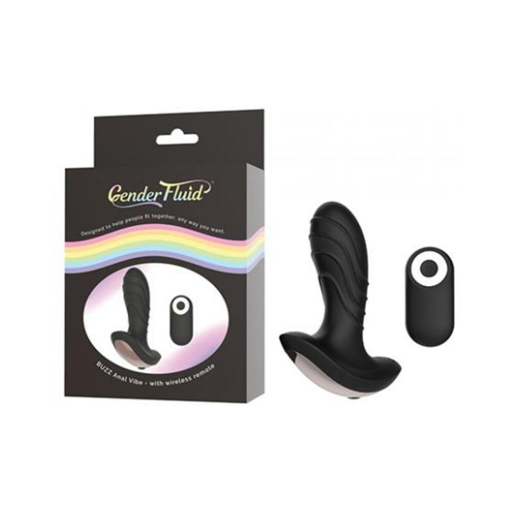 812024034295_1 Gender Fluid Buzz Anal Vibe W/remote - Black - Image 1