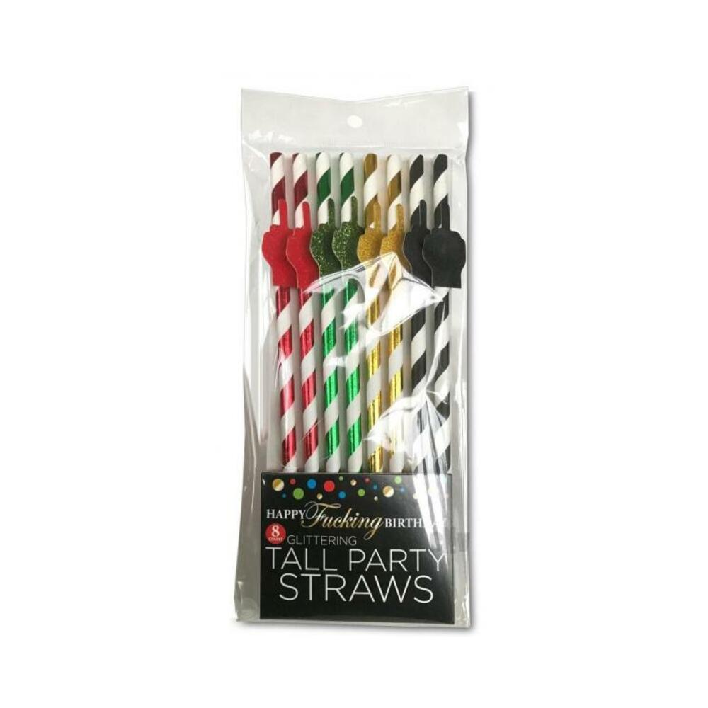 817717010761_1 Happy Fucking Birthday Tall Party Straws - Image 1