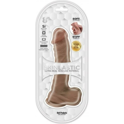 Skinsations Skinlastic Sliding Skin Dildo With Suction Base 8 In.