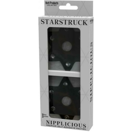 Nipplicious Starstruck Star-shaped Leather Pasties With Studs & Nipple Hole Black