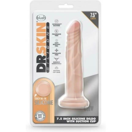 Dr. Skin Dr. Carter Dong With Suction Cup Silicone 7 In. Vanilla