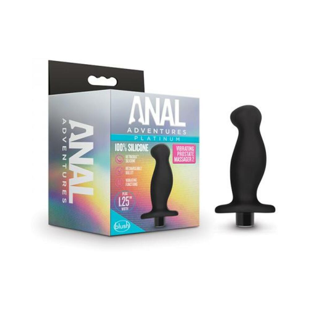 819835026471_1 Anal Adventuresplatinum- Silicone Vibrating Prostate Massager 02- Black - Image 1