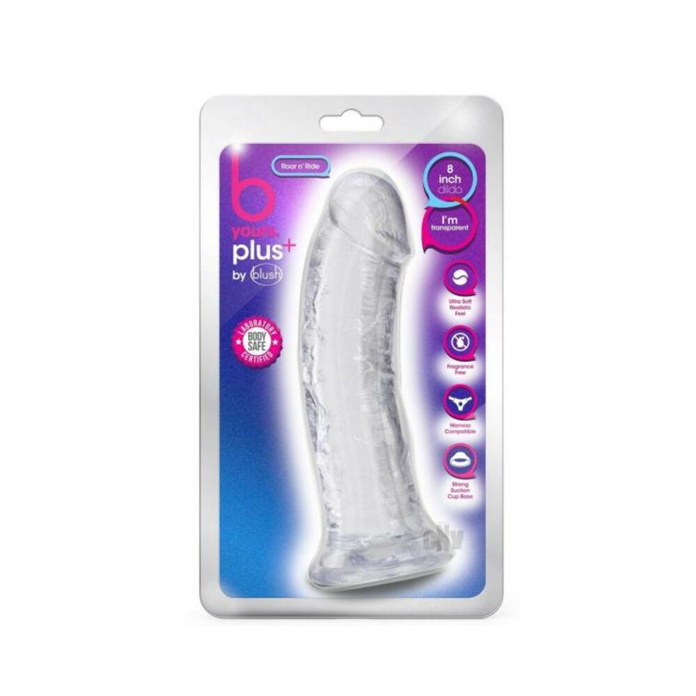 819835026785_1 B Yours Plus Roar 'n' Ride Dildo Clear - Image 1