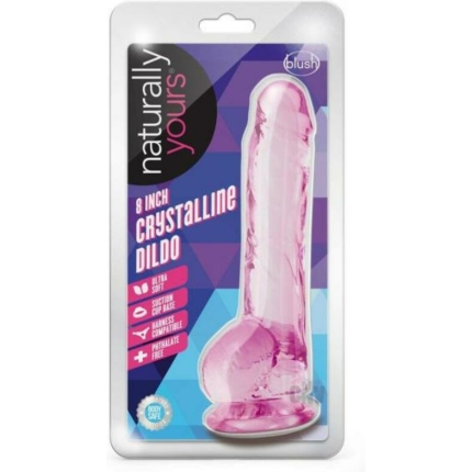 Naturally Yours Crystalline Dildo 8 In. Rose