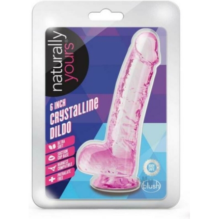 Naturally Yours Crystalline Dildo 6 In. Rose