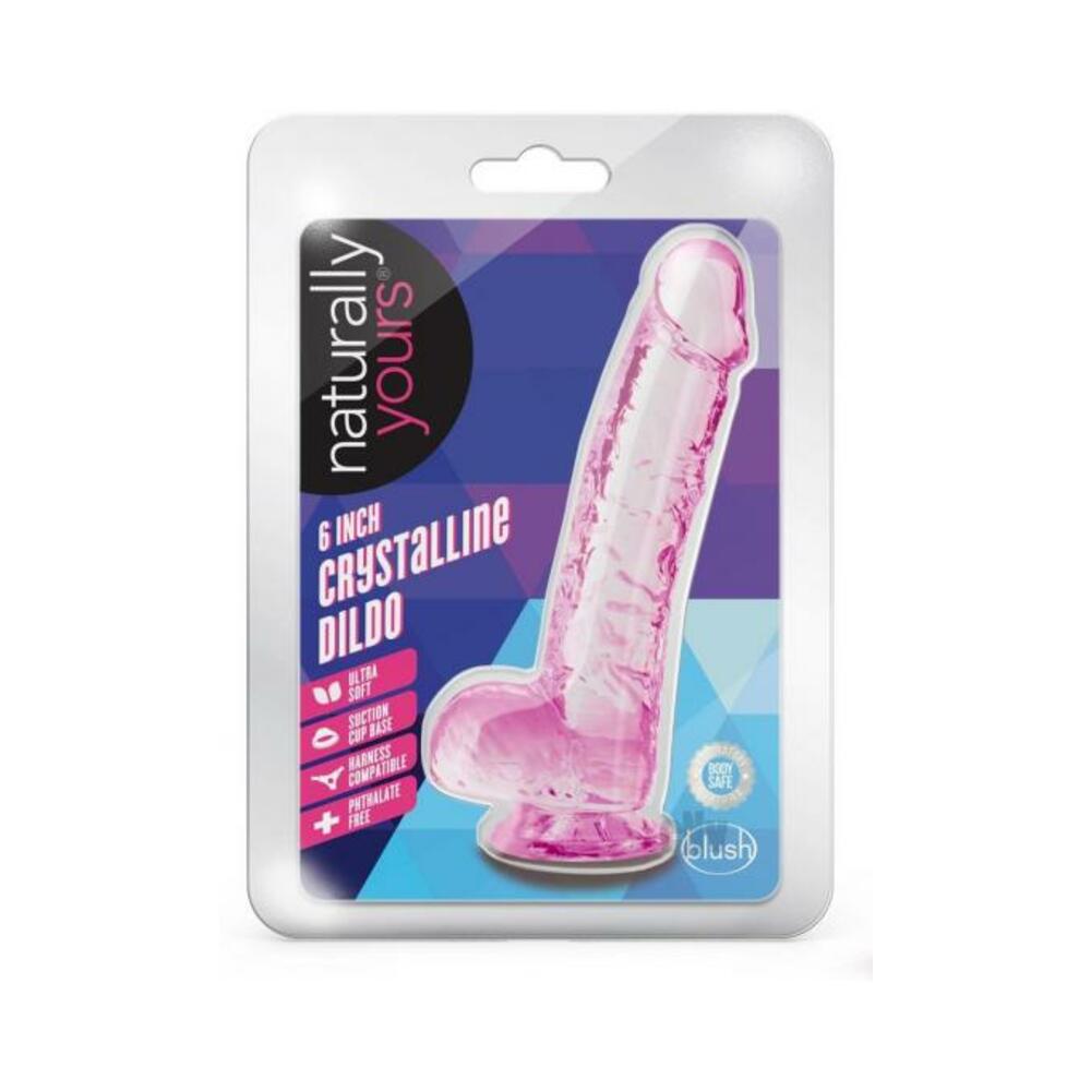 819835026891_1 Naturally Yours Crystalline Dildo 6 In. Rose - Image 1