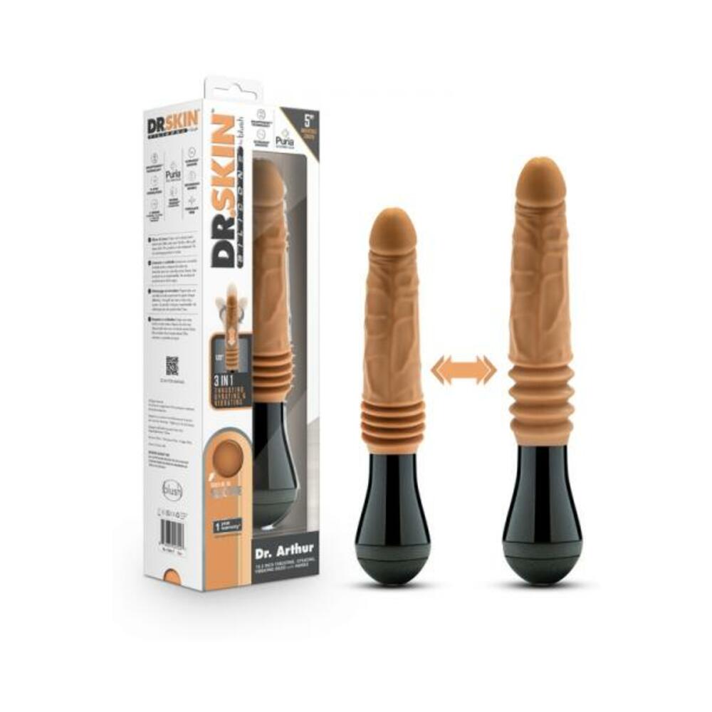 819835027027_1 Dr. Skin Silicone Dr. Arthur Thrusting Gyrating Vibrating Dildo Tan - Image 1