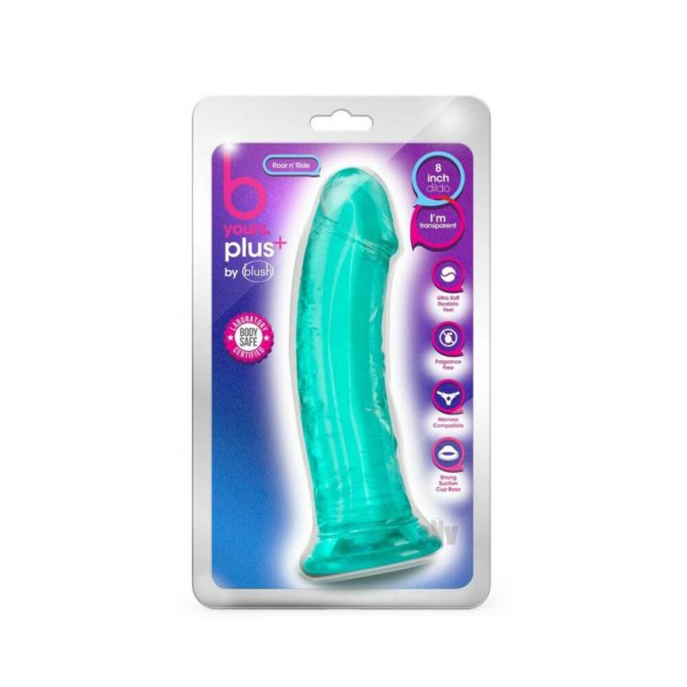 819835027584_1 B Yours Plus Roar 'n' Ride Dildo Teal - Image 1