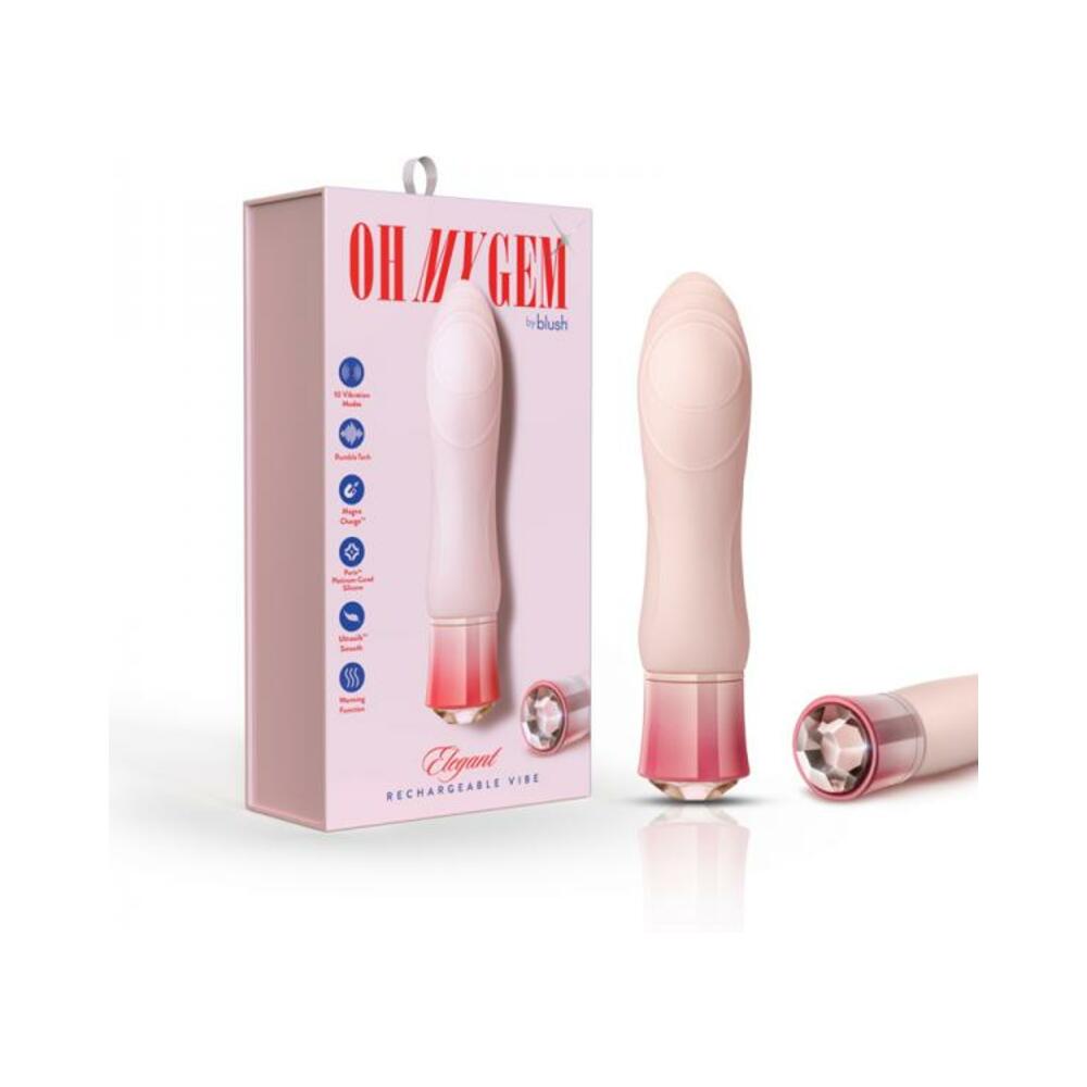 819835029502_1 Blush Oh My Gem Elegant Rechargeable Warming Textured Silicone G-spot Vibrator Morganite - Image 1