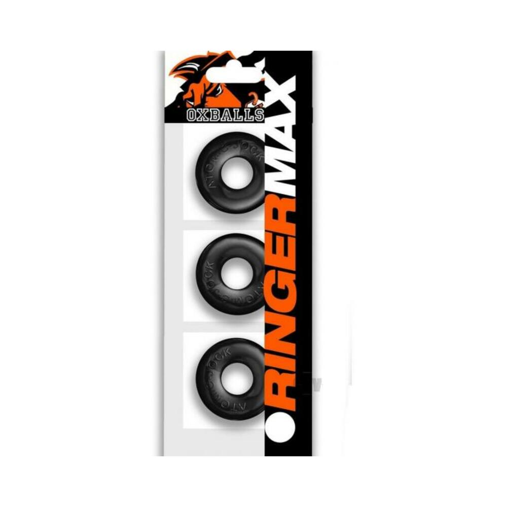 840215124401_1 Oxballs Ringer Max 3 Pack Cockrings - Black - Image 1