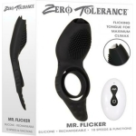 Zt Mr. Flicker Vibrating Silicone Cock Ring Black