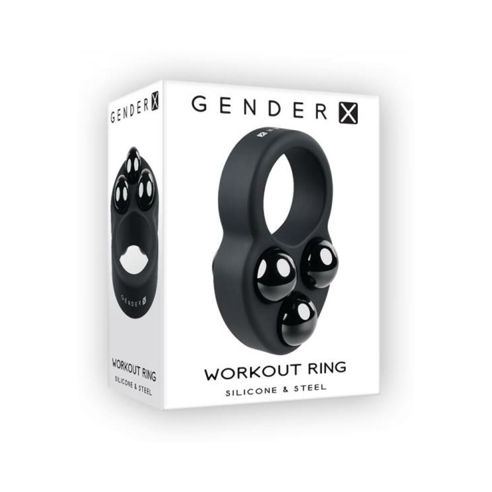 844477022598_1 Gender X Workout Ring Weighted Silicone Training Cockring Black - Image 1