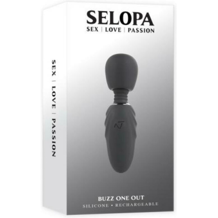 Selopa Buzz One Out Rechargeable Silicone Mini Wand Vibrator Black