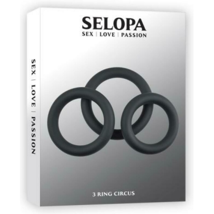 Selopa 3 Ring Circus Cock Ring Set Silicone Black