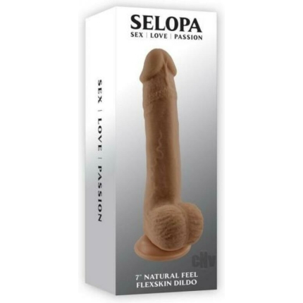 Selopa Natural Feel Flexskin Dildo Bendable With Moving Material 7 In. Dark
