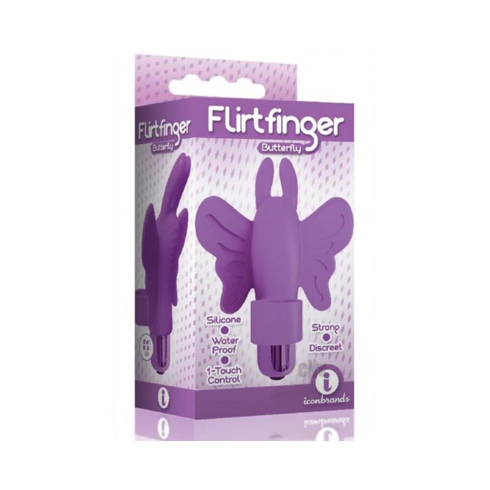 847841026710_1 The 9's Flirt Finger Butterfly Finger Vibrator Purple - Image 1