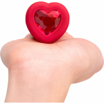 B Vibe Vibrating Heart Shaped Jewel Plug M/L Red