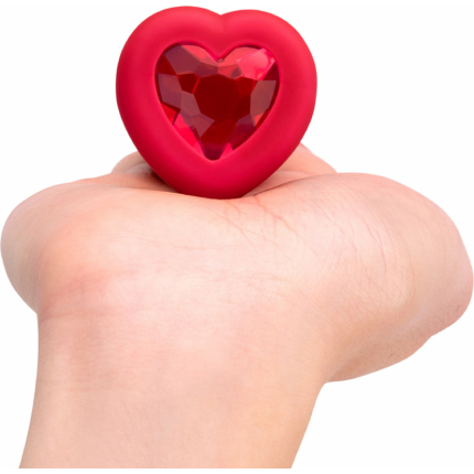 B Vibe Vibrating Heart Shaped Jewel Plug M/L Red