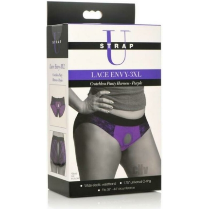 Strap U Lace Envy Crotchless 3xl Purple