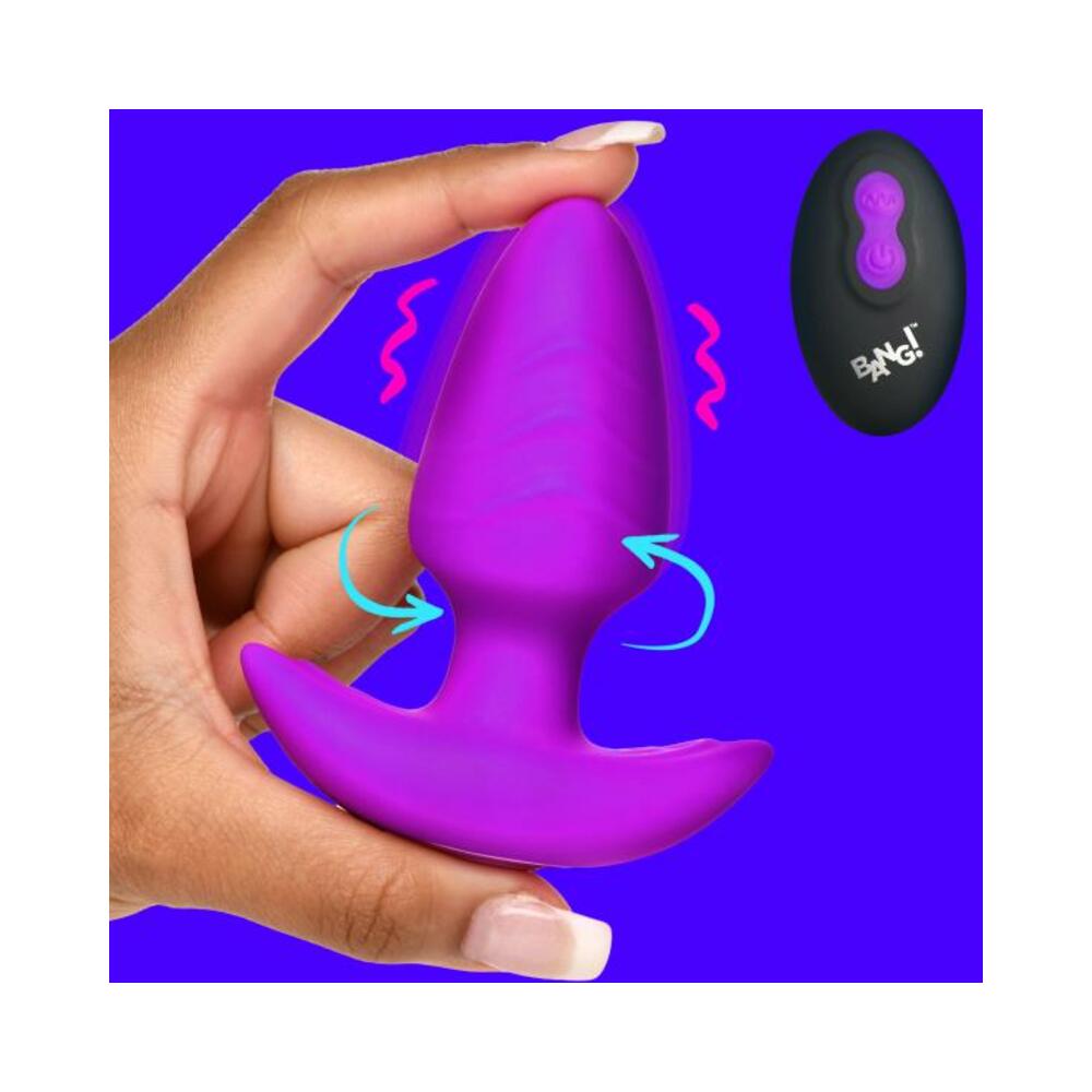 848518055903_1 Rotating And Vibrating Silicone Butt Plug - Purple - Image 1