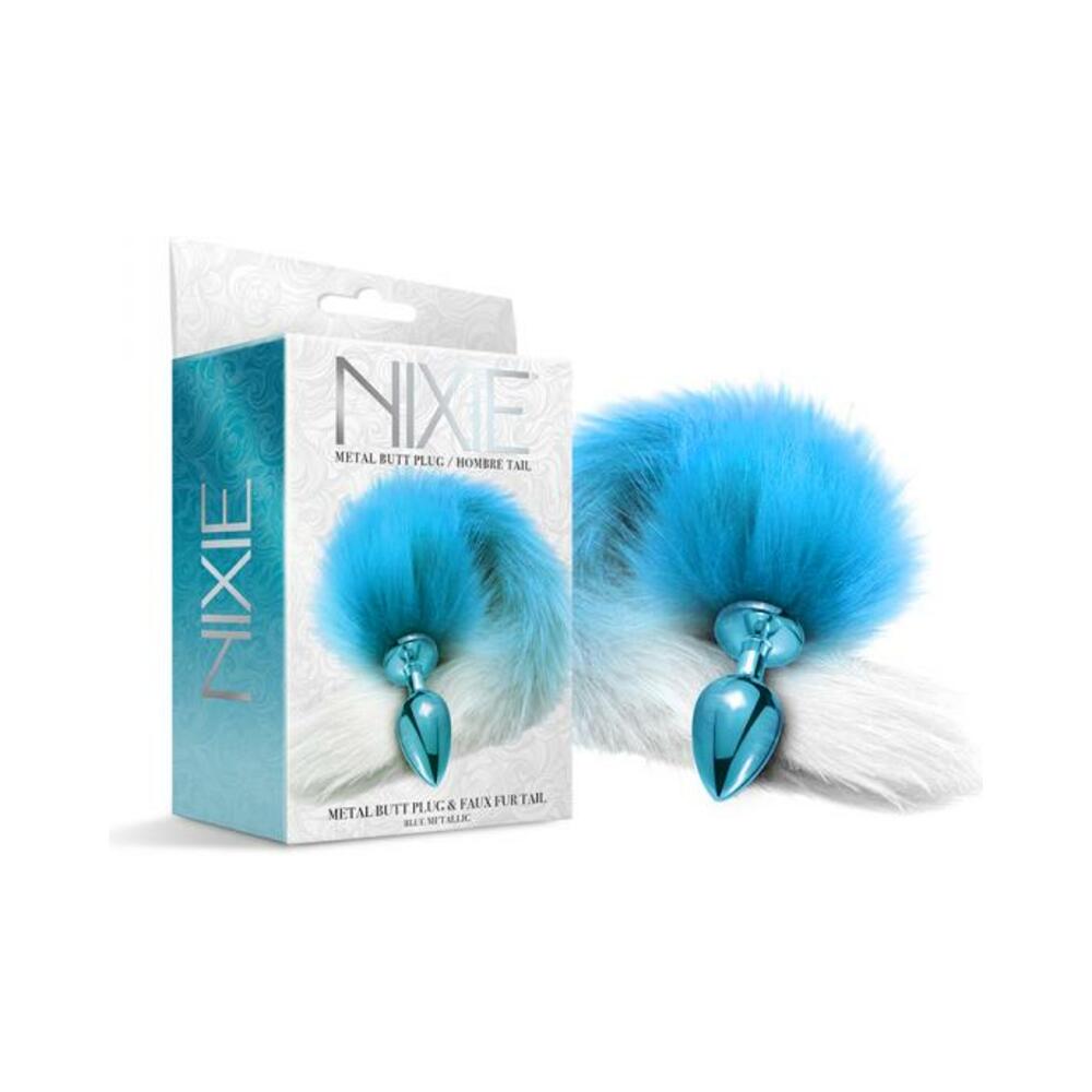 850010096971_1 Nixie Metal Butt Plug With Ombre Tail Blue Metallic - Image 1