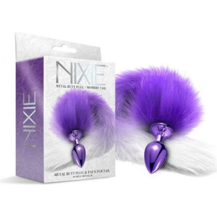 Nixie Metal Butt Plug With Ombre Tail Purple Metallic