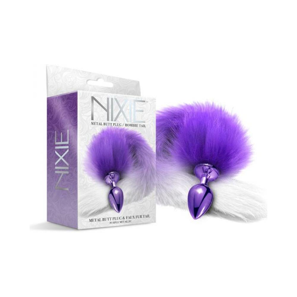 850010096988_1 Nixie Metal Butt Plug With Ombre Tail Purple Metallic - Image 1