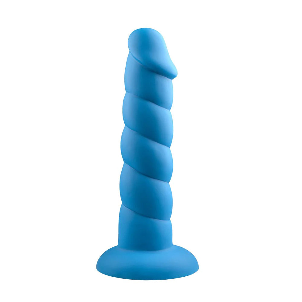 851787008495 Rock Candy Suga Daddy 8 Silicone Dildo - Blue - Image 1