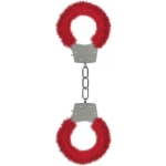 Ouch Furry Pleasure Handcuffs Red