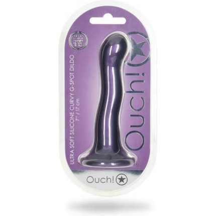 Shots Ouch! Ultra Soft Silicone 7 In. Curvy G-spot Dildo Metallic Purple