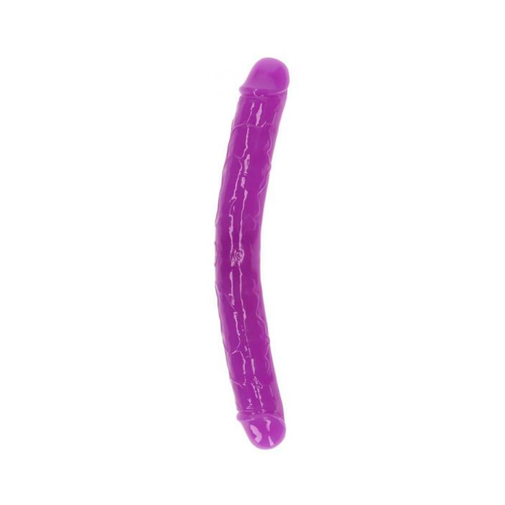 8714273520265_1 Realrock Glow In The Dark Double Dong 12 In. Dual-ended Dildo Neon Purple - Image 1