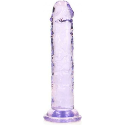 Realrock Crystal Clear Straight 6 In. Dildo Without Balls Purple