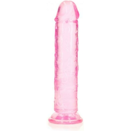 Realrock Crystal Clear Straight 7 In. Dildo Without Balls Pink
