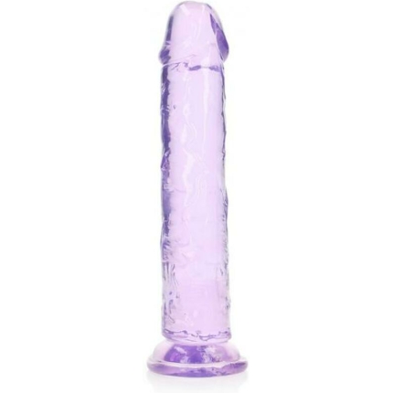 Realrock Crystal Clear Straight 9 In. Dildo Without Balls Purple