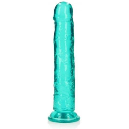 Realrock Crystal Clear Straight 10 In. Dildo Without Balls Turquoise