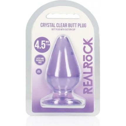 Shots Realrock Crystal Clear 4.5" Anal Plug - Purple