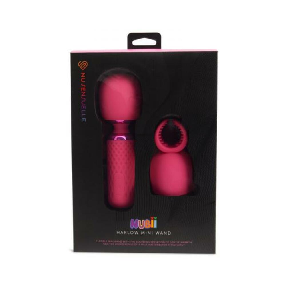 9342851003603_1 Nu Sensuelle Harlow Nubii Mini Wand W/ Masturbator Pink - Image 1