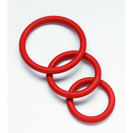 Spartacus Nitrile Cock  Ring Set - Red Pack of 3
