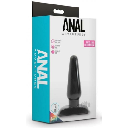 Blush Anal Adventures Basic Anal Plug - Medium Black