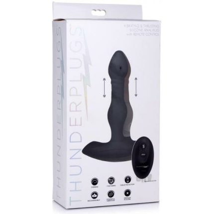 Vibrating And Thrusting Remote Control Silicone Anal Plug